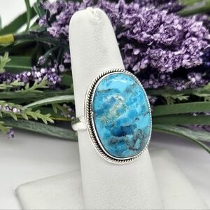 Turquoise Oval Ring Sterling Silver